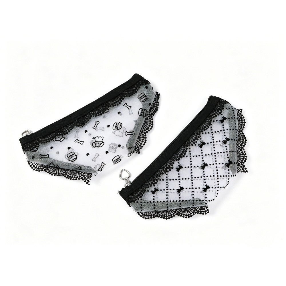 Cosmetic Bags - かわいいレースメッシュの収納ポーチ。三角形の形をした化粧品入れ。多用途で、自宅や旅行先で使えるメイクアップバッグ。