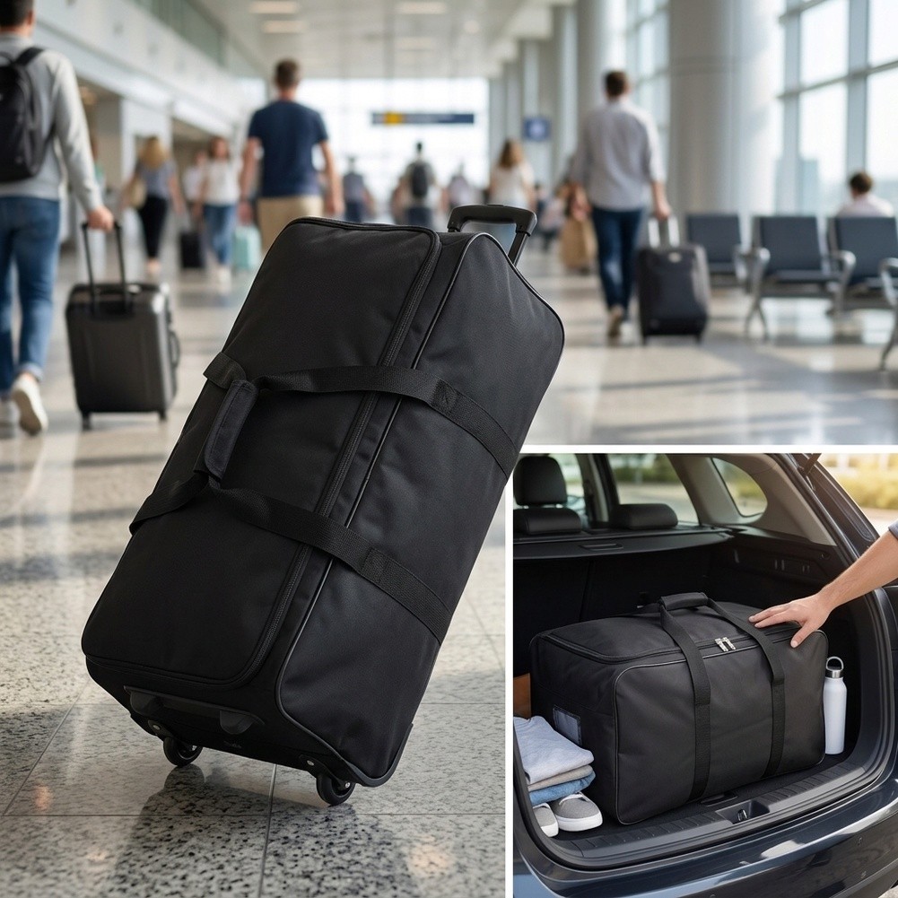 大学寮への引越しに最適な、折りたたみ可能なキャリーバッグ。移 - Foldable Rolling Luggage Bag のレビューと価格