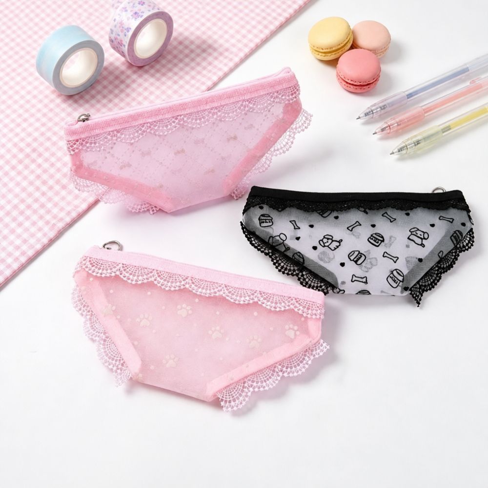 かわいいレースメッシュの収納ポーチ。三角形の形をした化粧品入 - Cosmetic Bags のレビューと価格