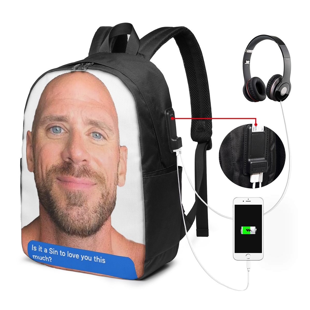 Johnny Sins Flirty Text Bubble - Travel Bags のレビューと価格