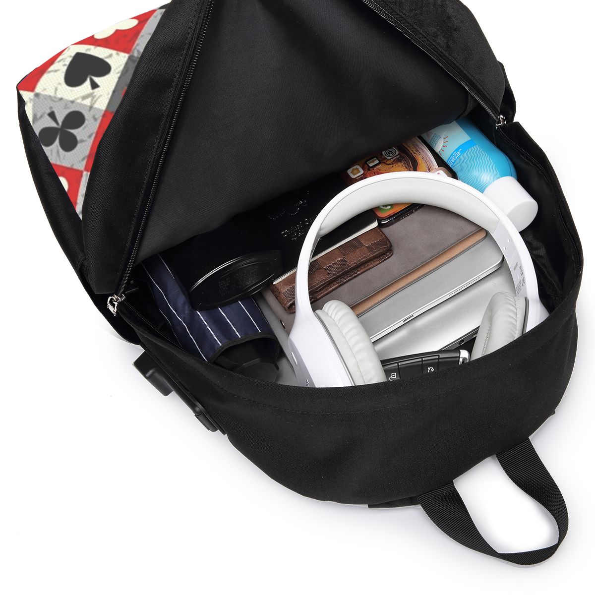 トランプポーカープリントバックパック旅行ノートブックバッグコ - Backpacks のレビューと価格