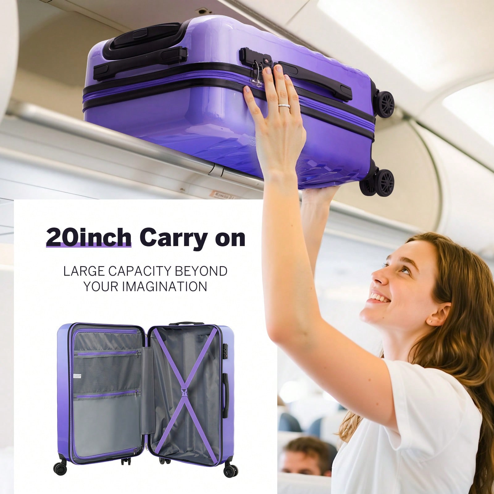 女性向け、20インチ/28インチのハードシェル製スーツケース - Spinner Wheel Rolling Suitcase 20 Inch のレビューと価格